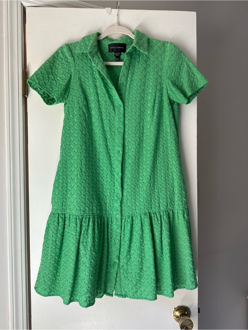 Donna Morgan Bright Green Eyelet Collared Dress